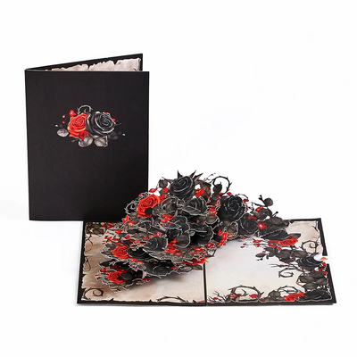 Black Rose Red Rose Valentines Card With Envelope